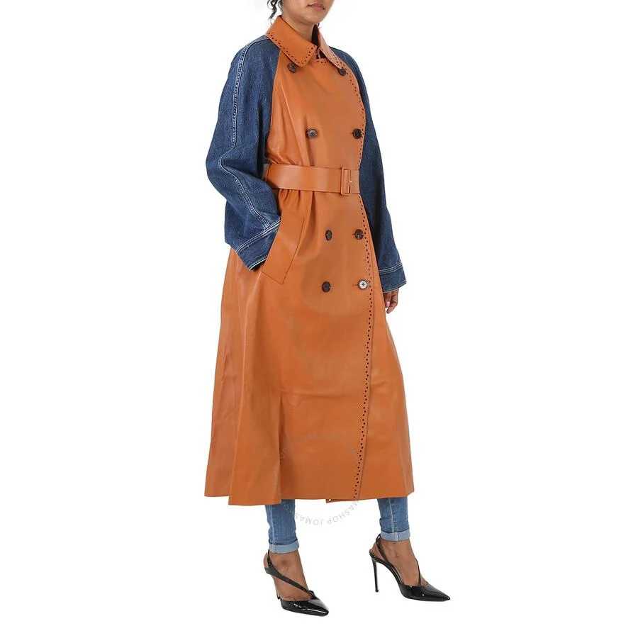 Chloé Ladies Orange / Blue Double-Breasted Trench Coat 2