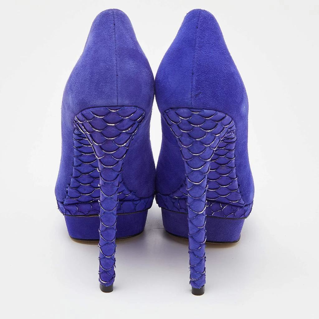 Brian Atwood Brian Atwood Blue Suede and Snakeskin Embossed Leather Platform Pumps Size 37 5