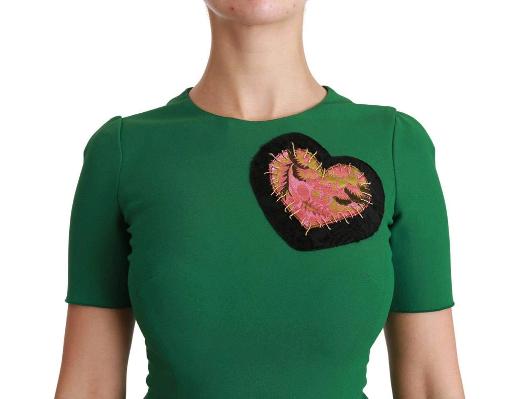 Dolce & Gabbana Dolce & Gabbana  Green Heart Patch Mermaid Midi Viscose Dress 5