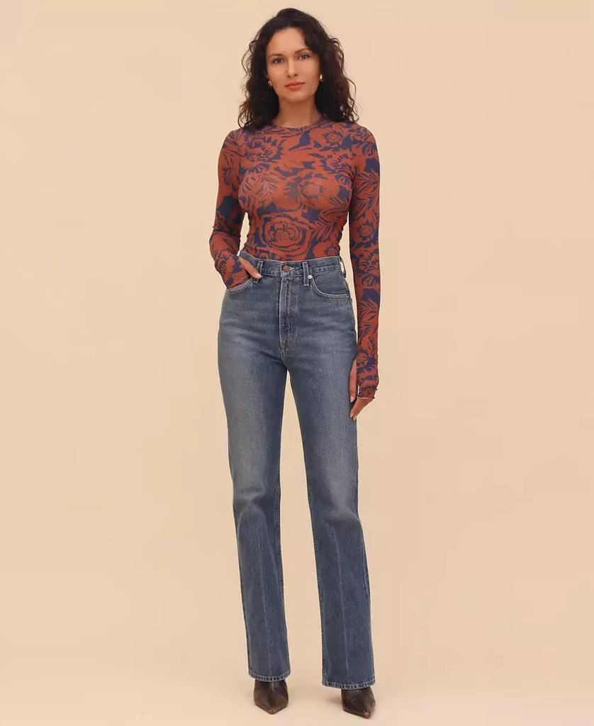 Avec Les Filles Women's Printed Mesh Long-Sleeve Top 5