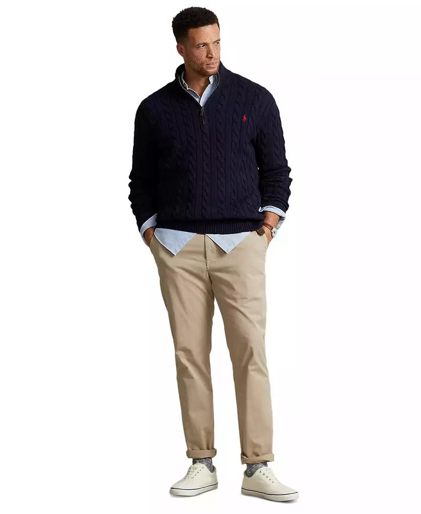 Ralph Lauren Men's Big & Tall Cable-Knit Cotton Quarter-Zip Sweater 13