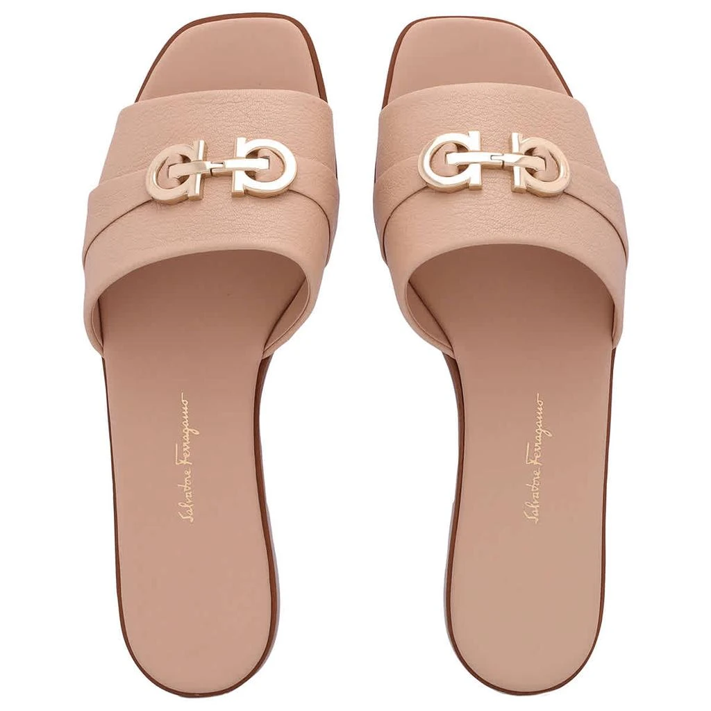 Salvatore Ferragamo Salvatore Ferragamo Ladies Pink Leather Rhodes Gancini Flat Sandals 2