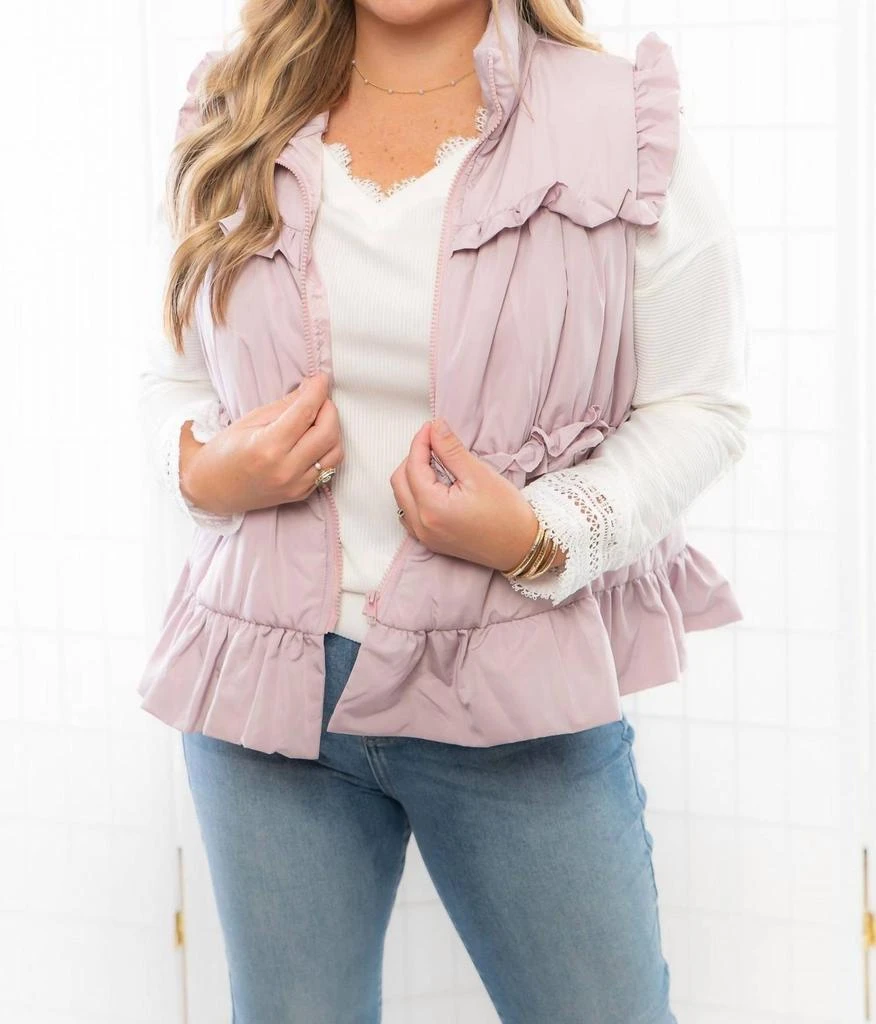 TCEC Ruffle Trimer Vest In Pink 3