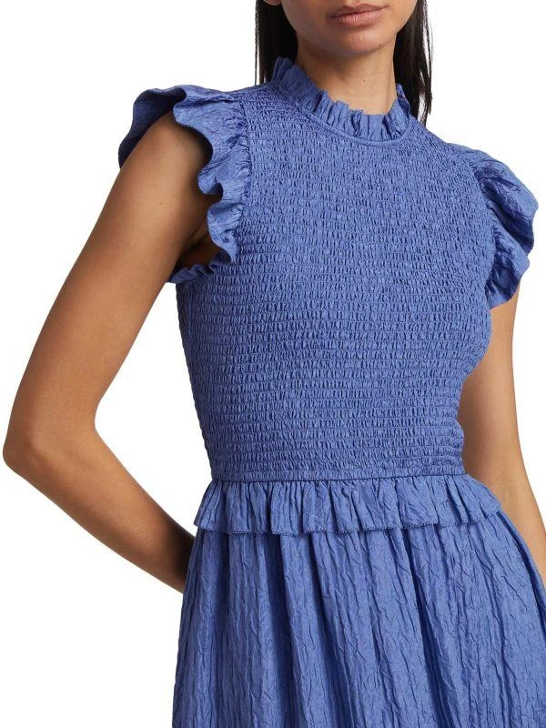 Sea Siya Silk-Blend Flutter-Sleeve Midi-Dress 4