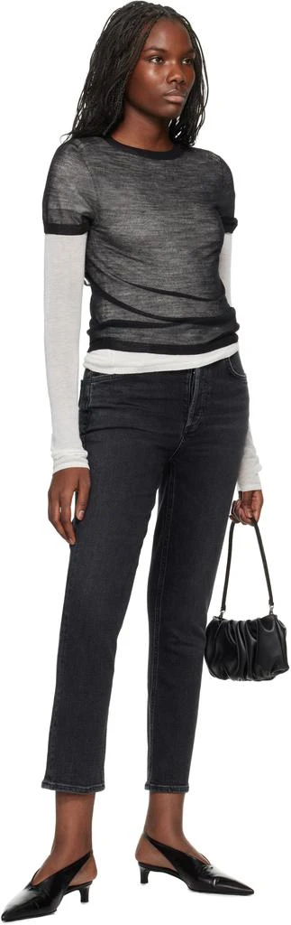 AGOLDE Black Riley High Rise Straight Crop Jeans 4