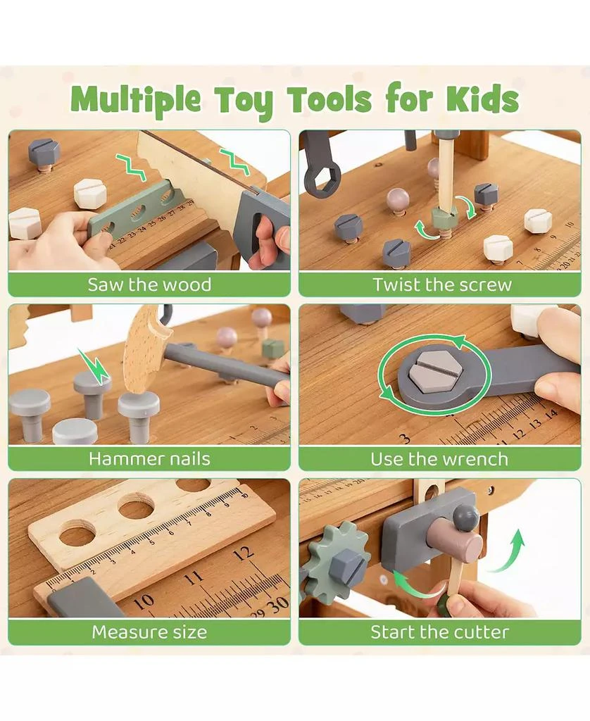 Mecale 2-in-1 Kids Rolling Cart with Play Tools Set for Construction 
Role Play 4