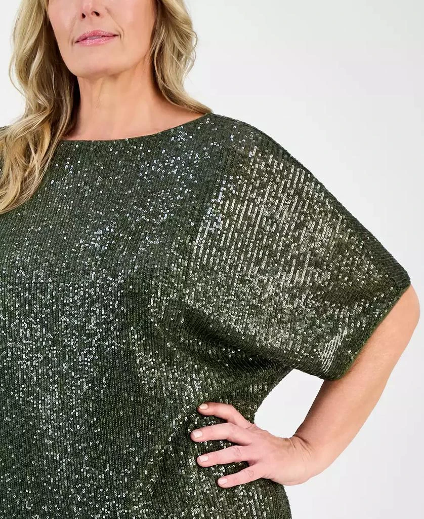Anne Klein Plus Size Sequin Dolman-Sleeve Boat-Neck Top 3