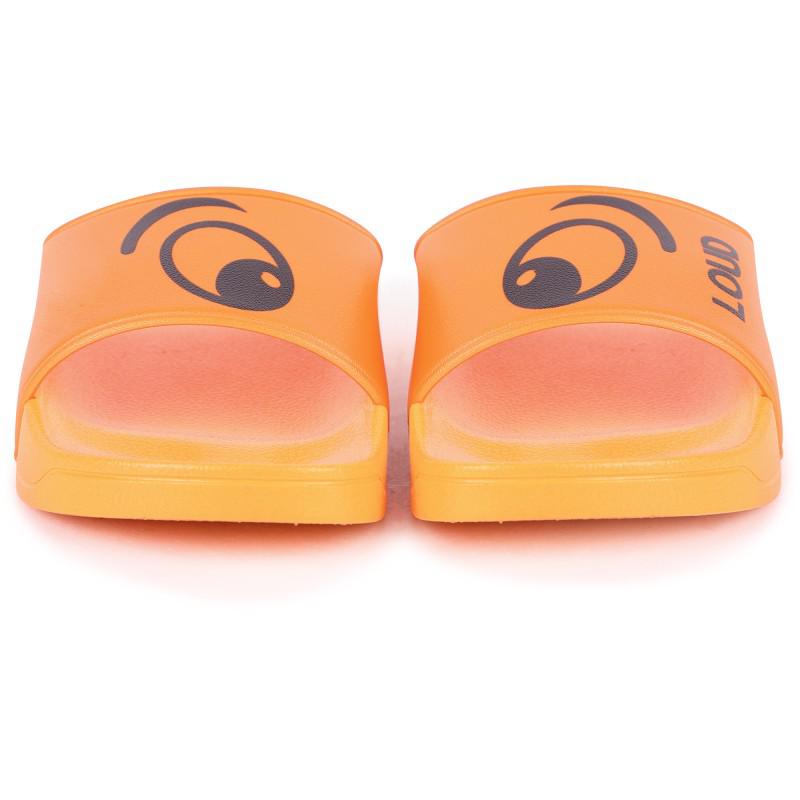 Loud Apparel Outside orange slides with eyes print