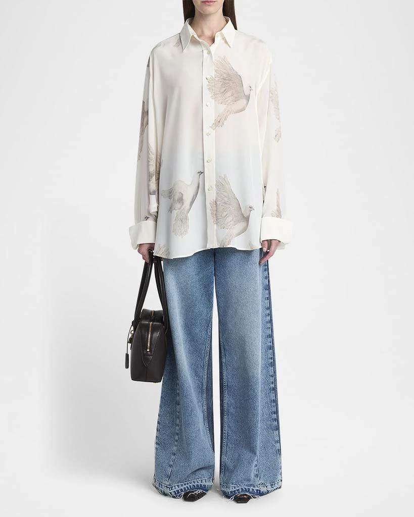 Stella McCartney Bird Print Oversized Silk Top 2
