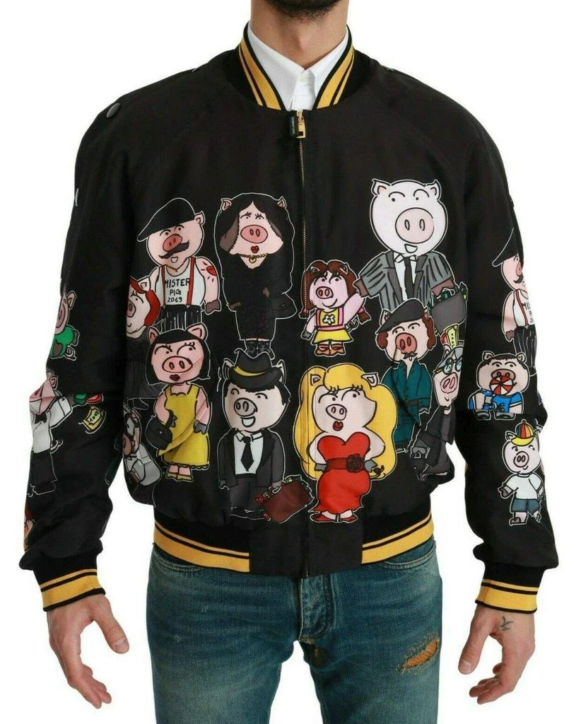 Dolce & Gabbana Dolce & Gabbana  Black YEAR OF THE PIG Bomber Jacket 1