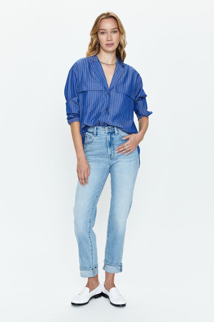 Pistola Denim Irene Effortless Button Down Shirt - Dark Blue Pinstripe