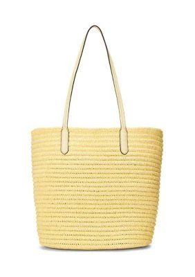 Ralph Lauren Ralph Lauren Leather Trim Straw Large Brie Tote Bag 2