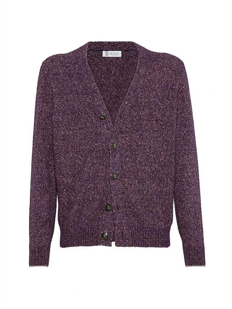 Brunello Cucinelli Flecked Alpaca, Wool, Silk and Cotton Cardigan with Metal Buttons 1