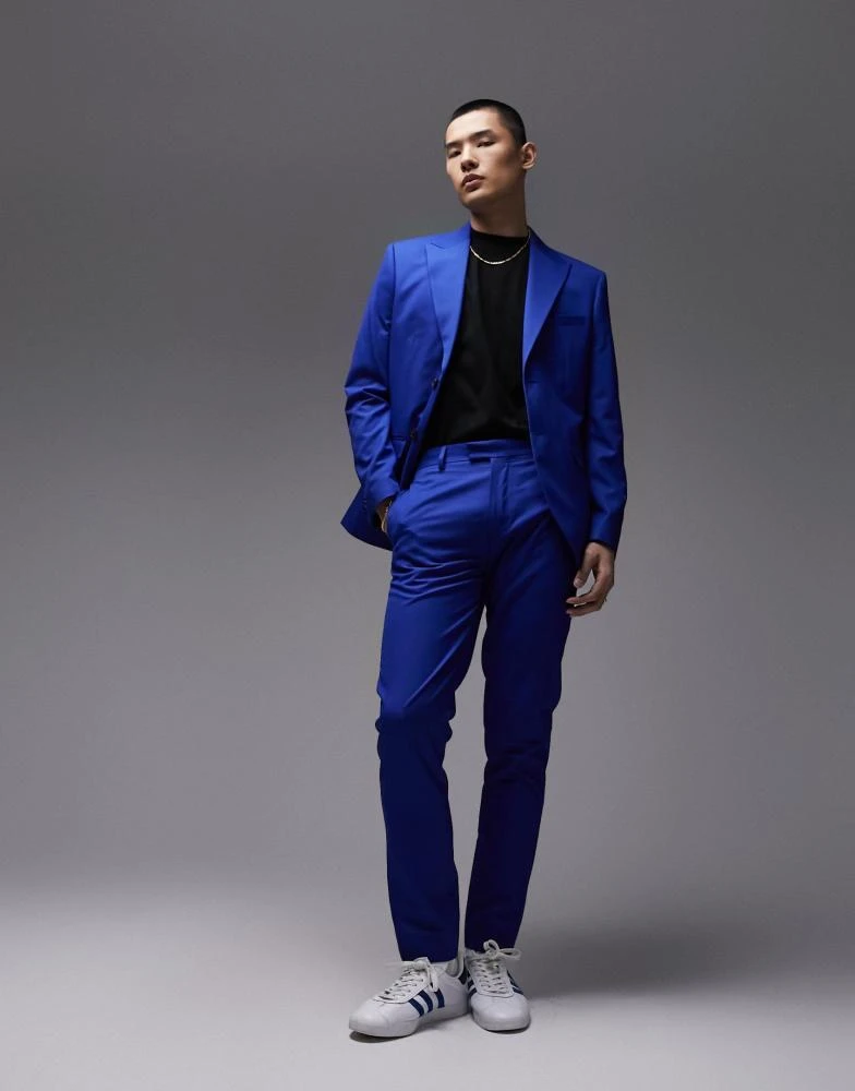 Topman Topman Premium slim suit jacket in blue 5