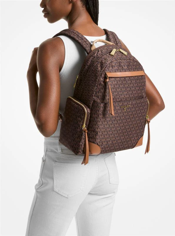 Michael Kors Prescott Large Signature Logo Print Woven Backpack 4