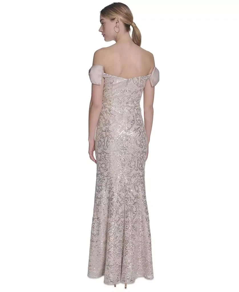 Eliza J Women's Bow-Trim Off-The-Shoulder Sequin Gown 5
