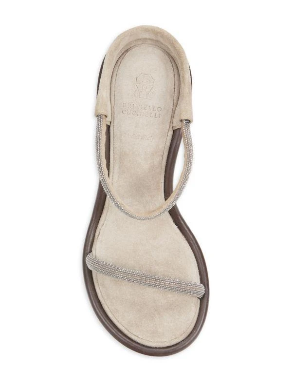 Brunello Cucinelli 80MM Beaded Trim Leather Sandals 5