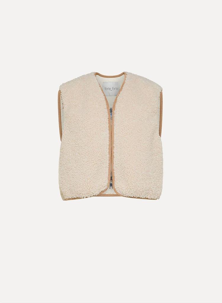 FORTE_FORTE Women's Eco-Sherling And Nylon Double Face Waistcoat In Ivory