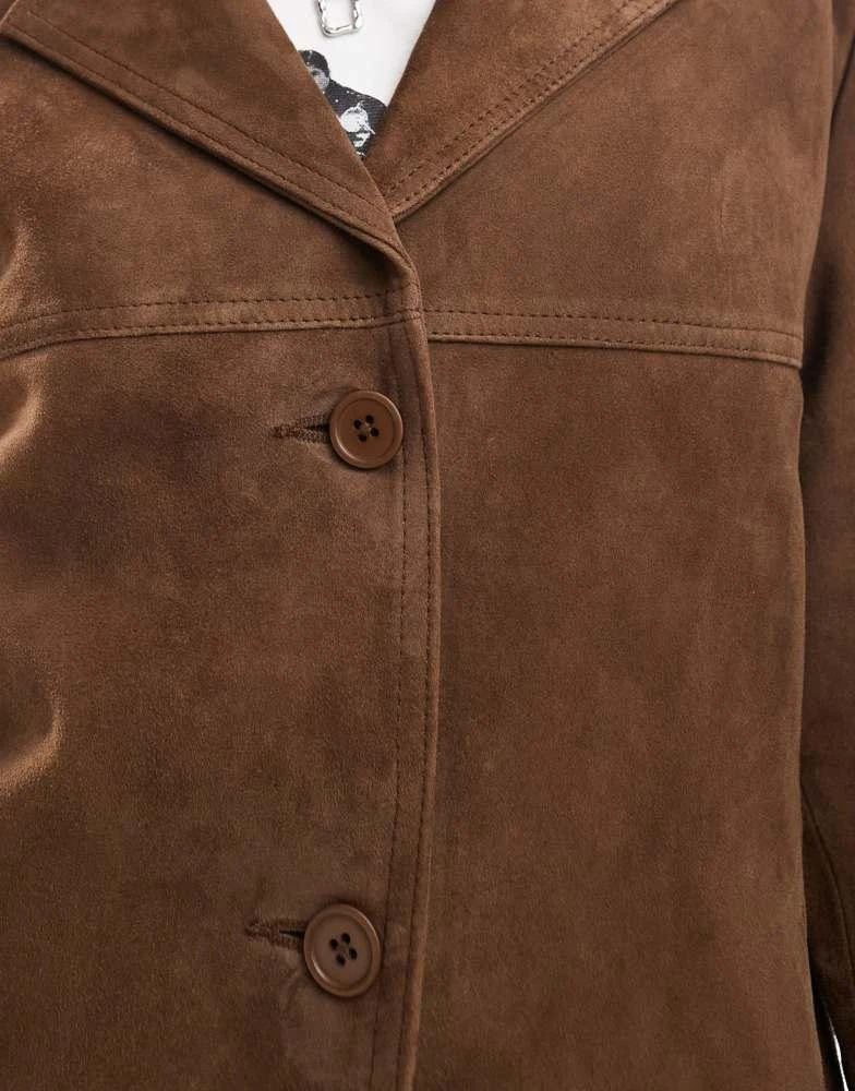ASOS ASOS DESIGN real suede 70s jacket in brown 3