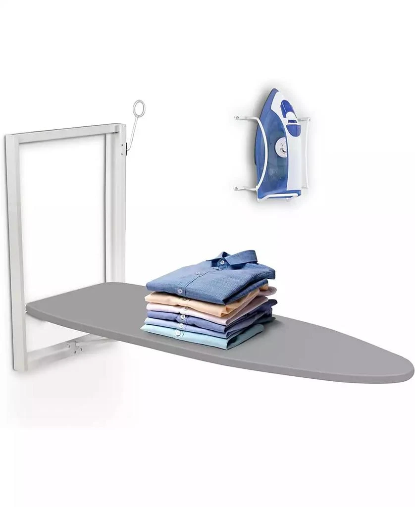 Ivation Wall-Mounted Ironing Board, Foldable Iron Board with Iron Holder, Space Saving Design