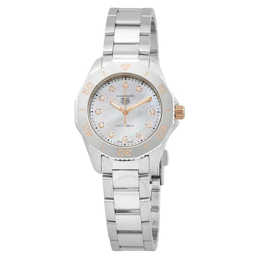 Tag Heuer Aquaracer Quartz Diamond White Mother of Pearl Dial Ladies Watch WBP1450.BA0622