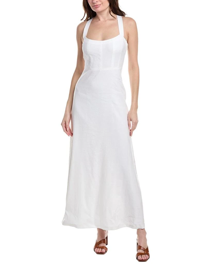 Theory Seamed Linen-Blend Maxi Dress 1