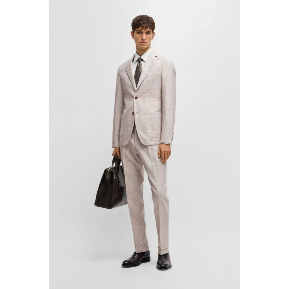 Hugo Boss Slim-fit suit in checked wool, silk and linen 2