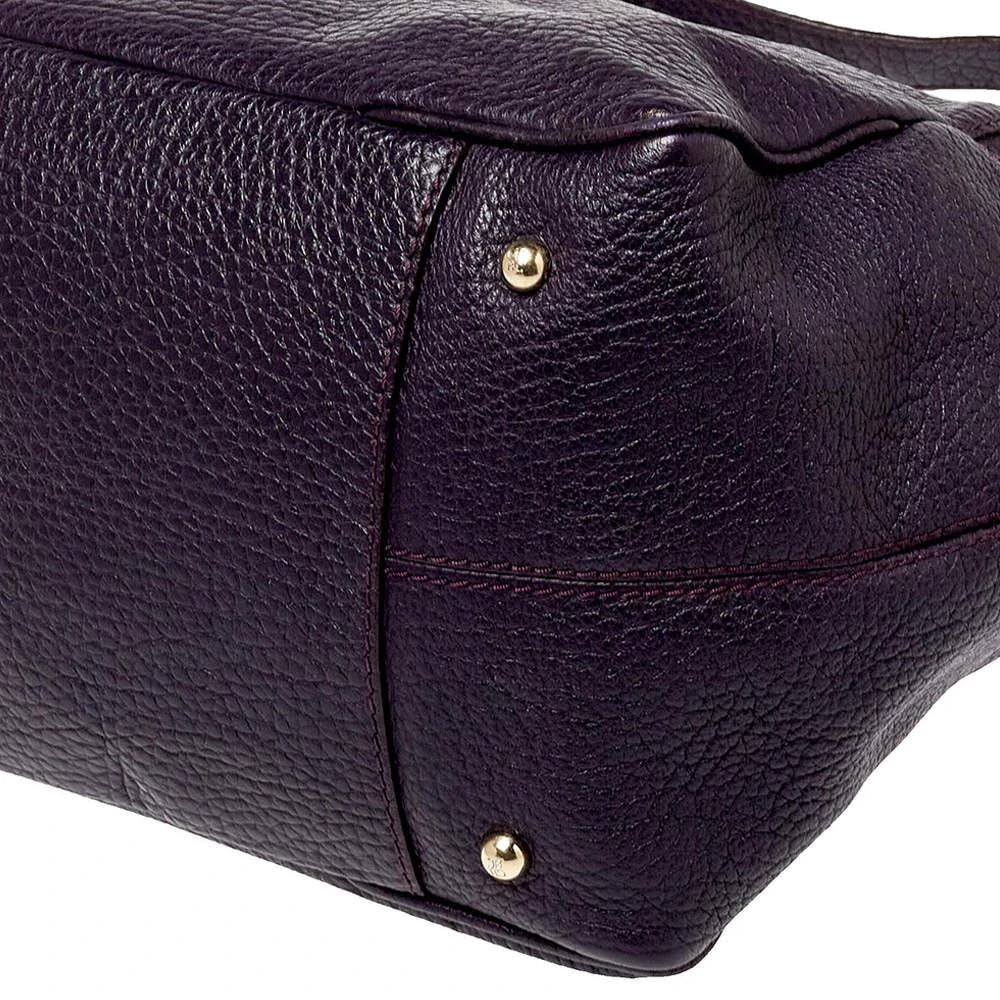 Carolina Herrera Carolina Herrera Dark Purple Grained Leather Boston Bag 10