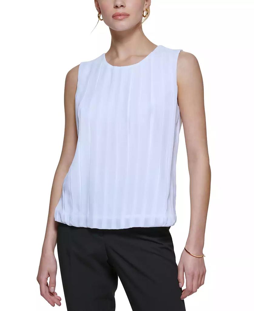 Calvin Klein Sleeveless Pleated Blouse Women s Blouses Free Shipping BeyondStyle