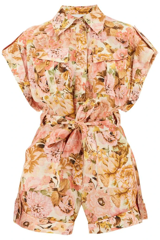 Zimmermann short floral linen jumpsuit for women 1