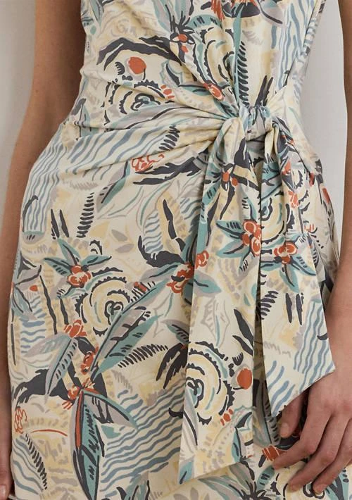 Ralph Lauren Ralph Lauren Tie Front Print Boat Neck Midi Dress 4