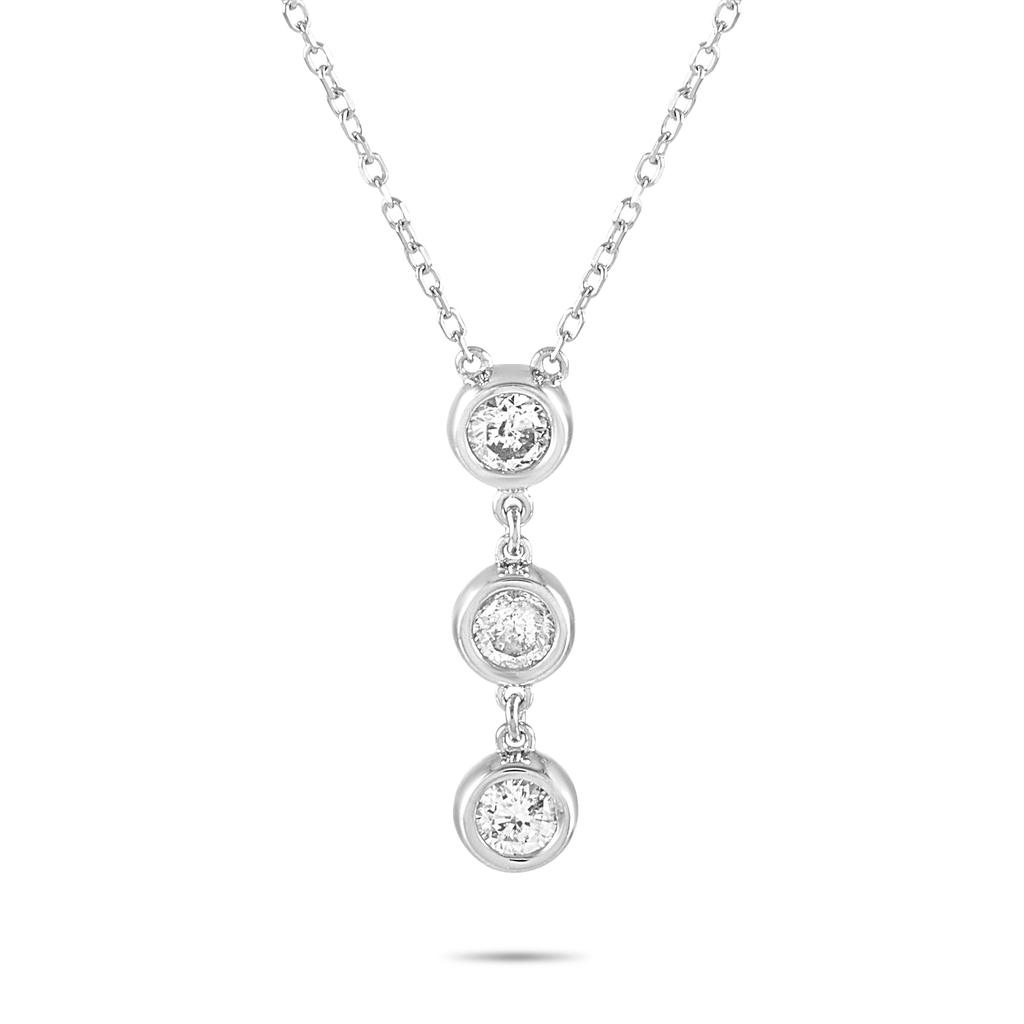 Non Branded 14K White Gold 0.25 ct Diamond Pendant Necklace