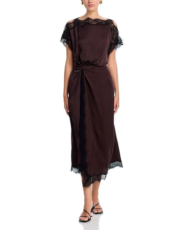 A.L.C. Women's Luna Lace Trim Dress - Brown - Size 10 - Cocoa/BlacK