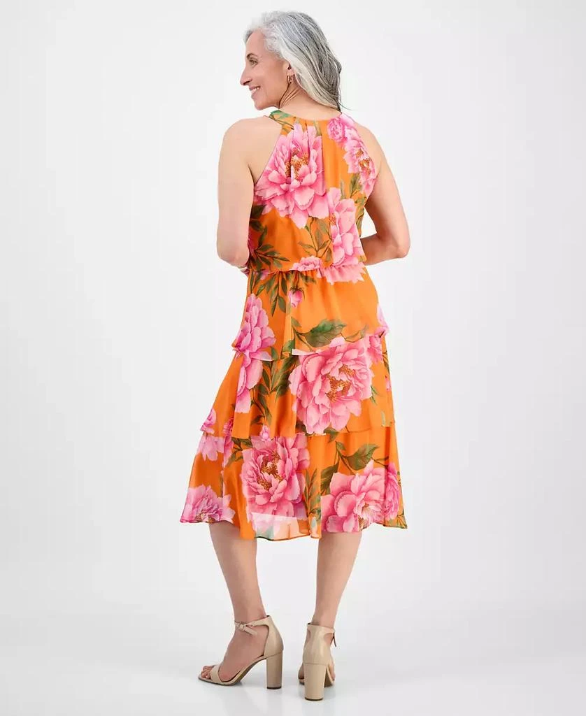 Robbie Bee Petite Tiered Floral-Print Halter Midi Dress 5