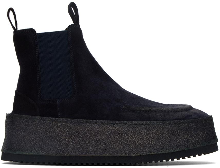 Marsèll SSENSE Exclusive Navy Parapana Beatles Boots