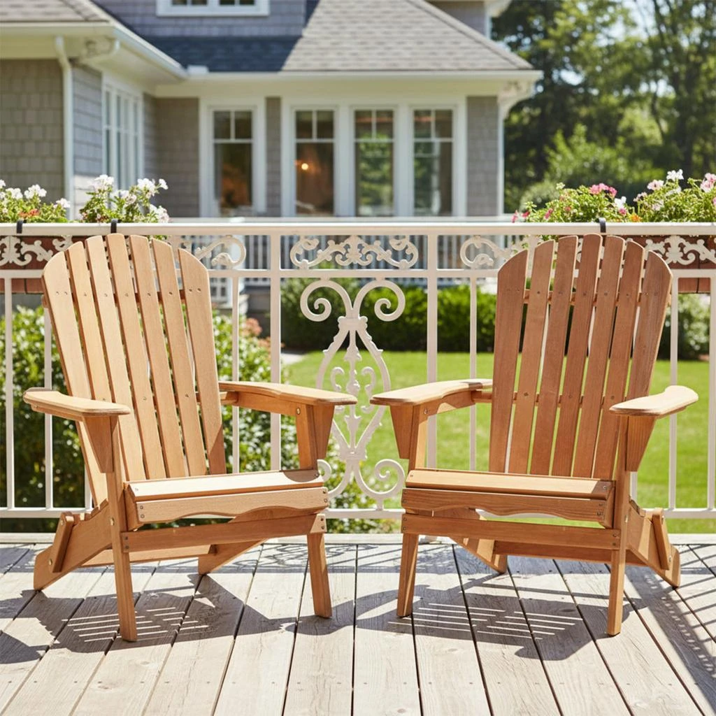 Streamdale Furniture Streamdale Outdoor Wooden Folding Adirondack Chair Set of 2, Wood Patio Chair for Garden Backyard
