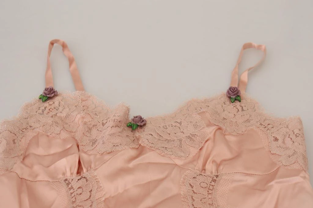 Dolce & Gabbana Pink Satin Lace Roses Tank Top Lingerie 5