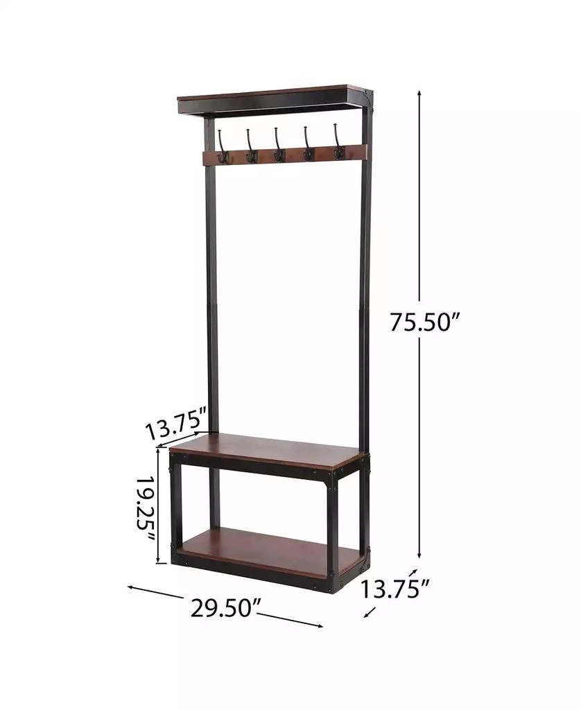 Streamdale Furniture Mango Wood Entryway Coat Rack Bench with Storage 6