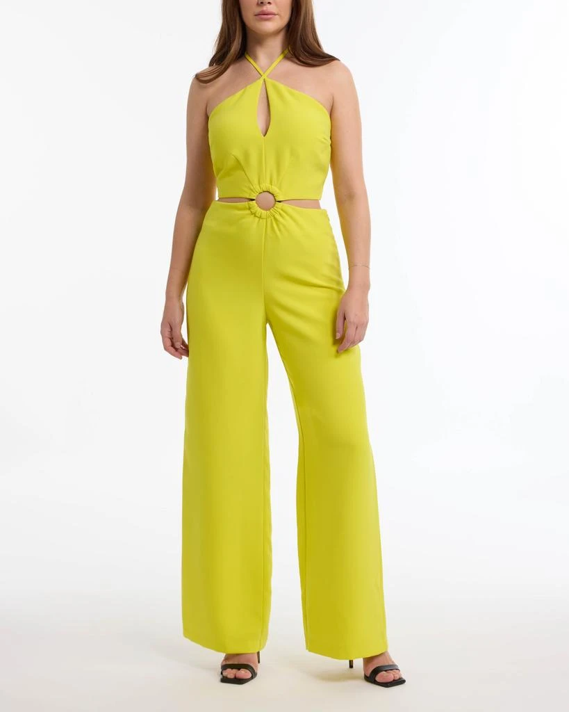 Bebe BEBE Women's Wide Leg Halter Jumpsuit with Keyhole Detail 1
