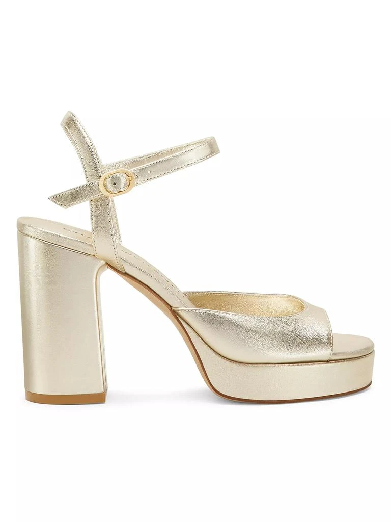 Stuart Weitzman Dayna II 100MM Metallic Leather Platform Sandals 1