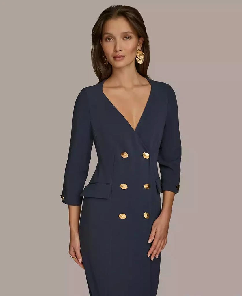Donna Karan Women's 3/4-Sleeve Double-Breasted Midi Blazer Dress 4