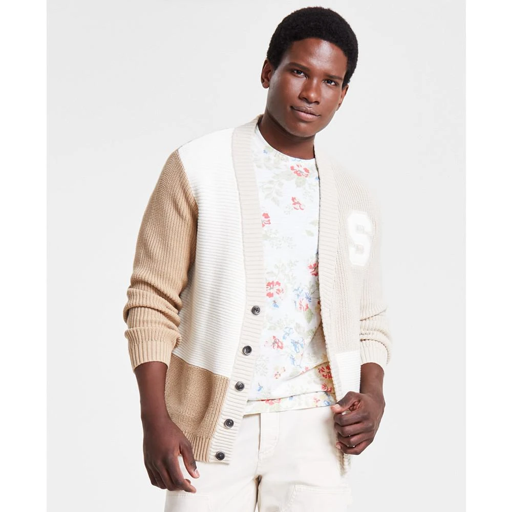 Sun + Stone Men's Regular-Fit Colorblocked Patchwork Cardigan, Created for Macy's 1