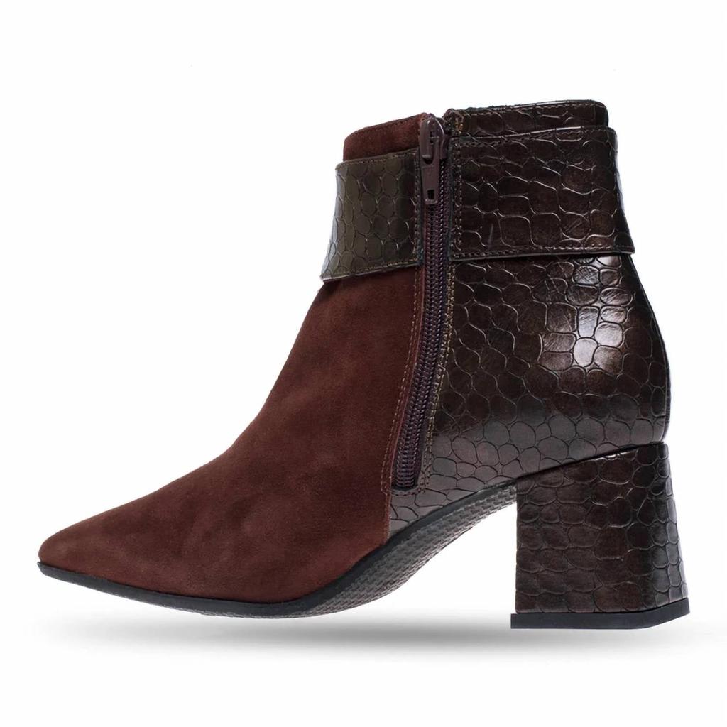 Ron White Women's Linzi Boots In Chocolate Suede Pearl Embossed Calf