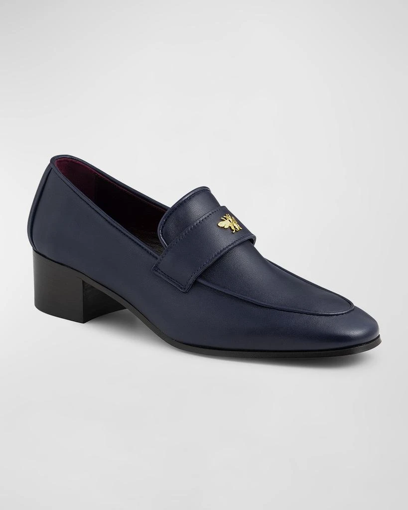 Bougeotte Leather Medallion Heeled Loafers 2