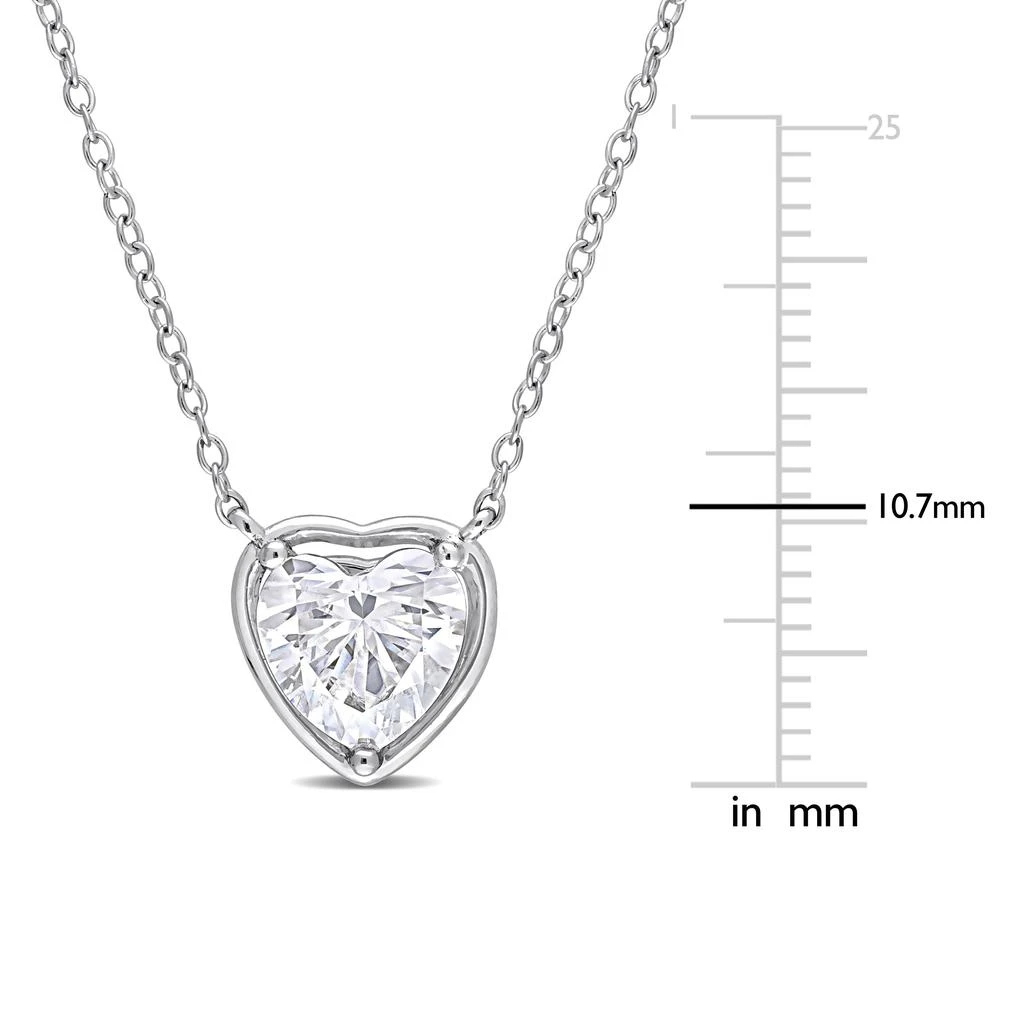Mimi & Max 2 CT TGW Created Moissanite Halo Heart Pendant with Chain in Sterling Silver 2