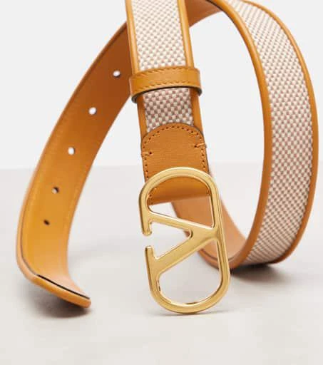 Valentino VLogo canvas and leather belt 3