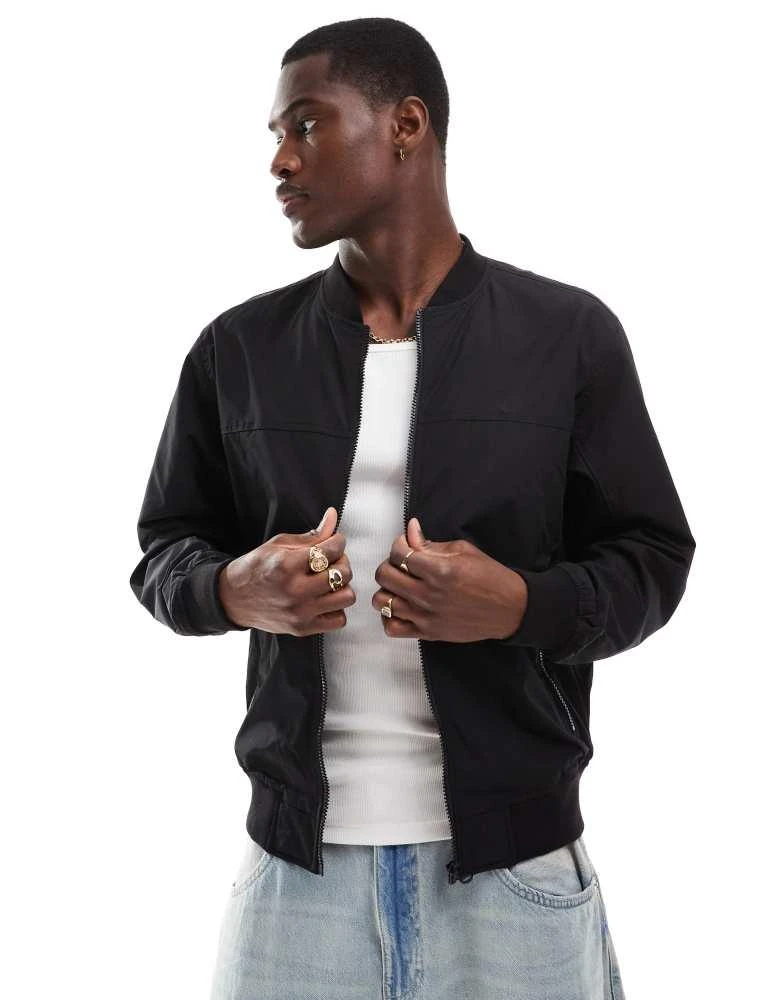Pull&Bear Pull&Bear basic bomber jacket in black 3