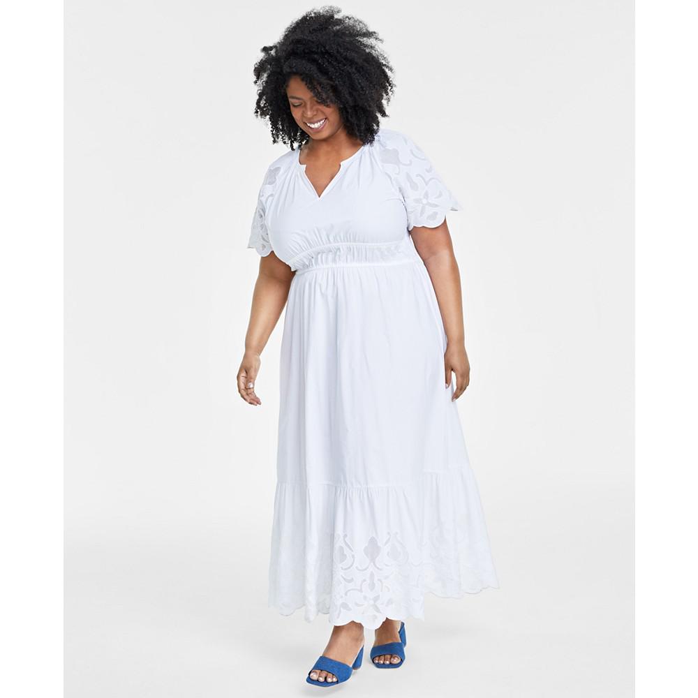 On 34th Trendy Plus Size Lace-Trim Maxi Dress, Created for Macy's