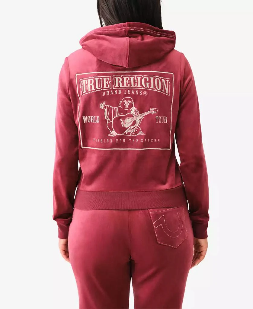 True Religion Women's Velour Zip Hoodie Sweatshirt 2