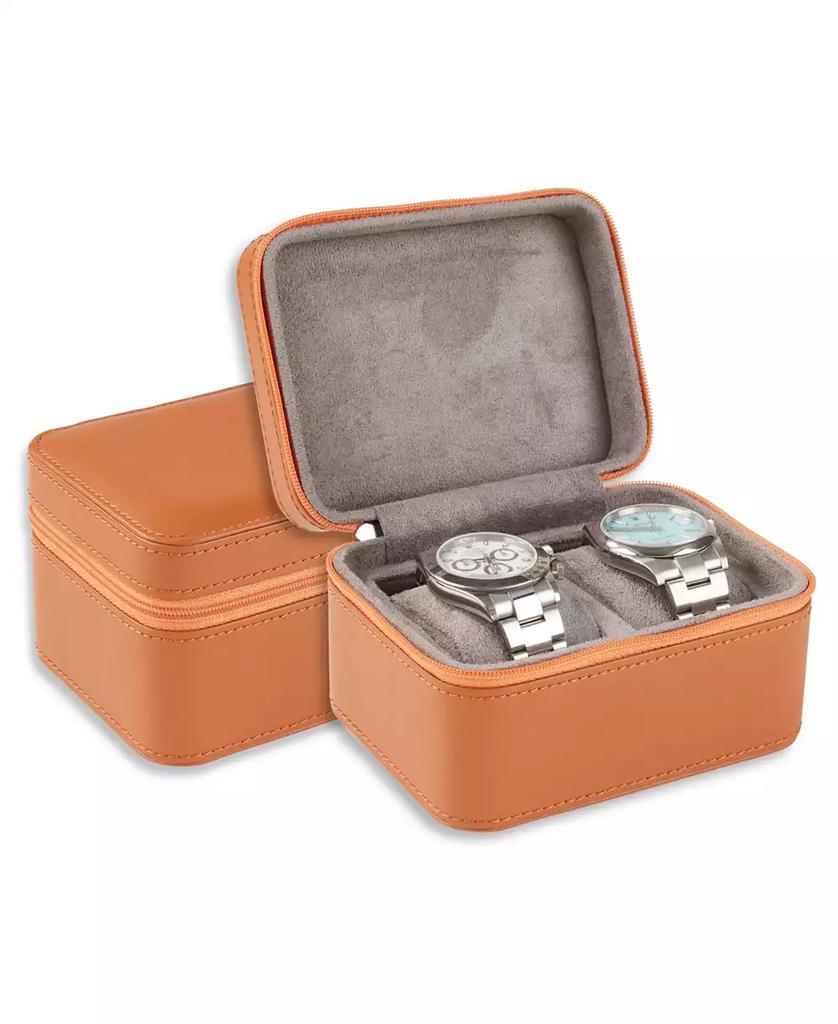 Bey-Berk Genuine Leather Two Watch Storage Case